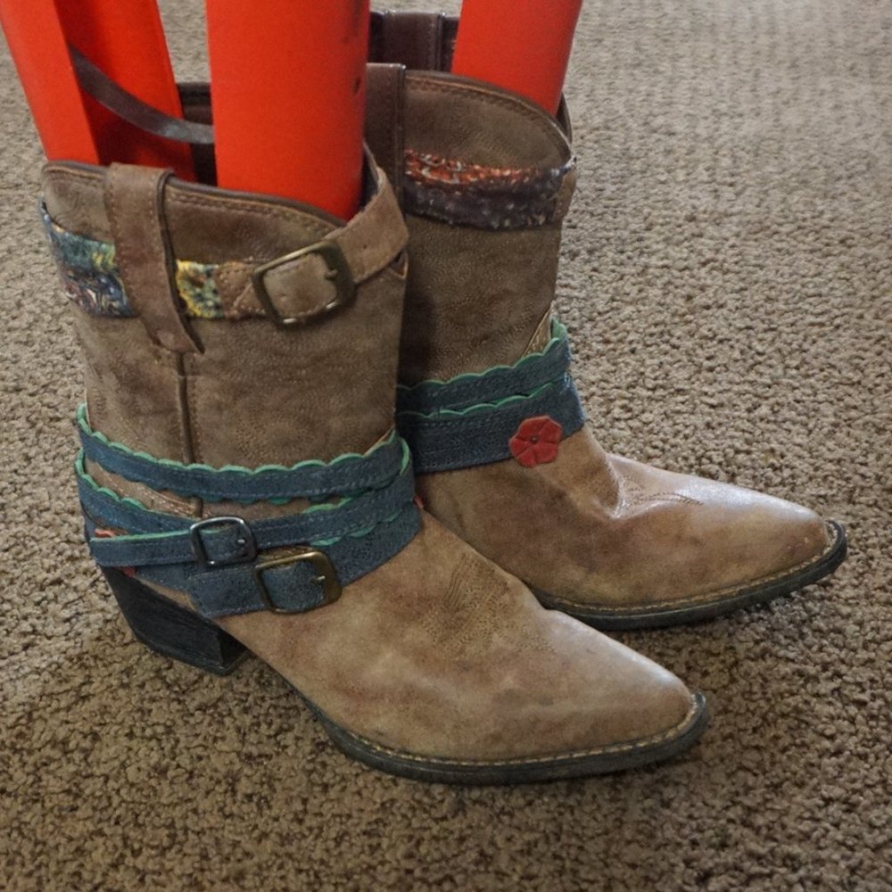 Girls Kids Lil' Durango Accessorize ankle western cowgirl boot sz 3 M